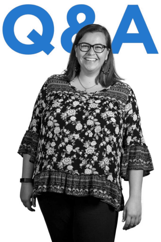 Portrait of Christine Oakes is featured along with the word Q&A