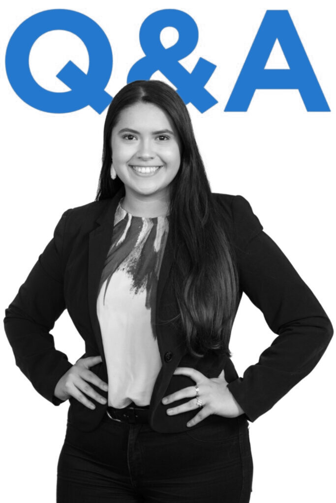 Portrait of Clarissa Rodriguez is featured along with the word Q&A