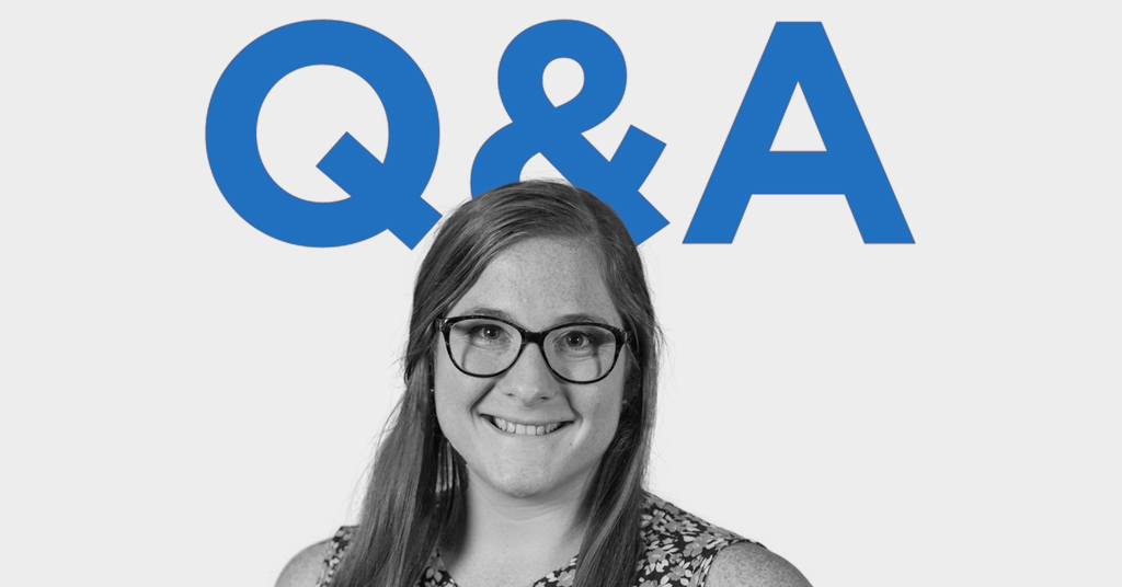 Featured is a black and white portrait of McKenna Mohr, a Charles Butt Scholar Alum, set against the letters "Q&A."
