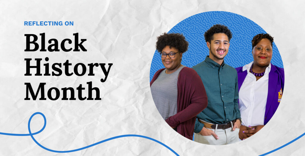 Black History Month banner featured 3 black educators leading the charge in their field.