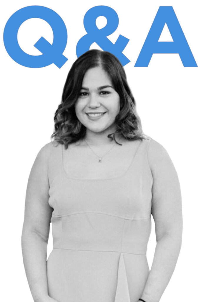 Featured is a black and white portrait of Jacqueline Ojeda, a Charles Butt Scholar Alum, set against the letters "Q&A."