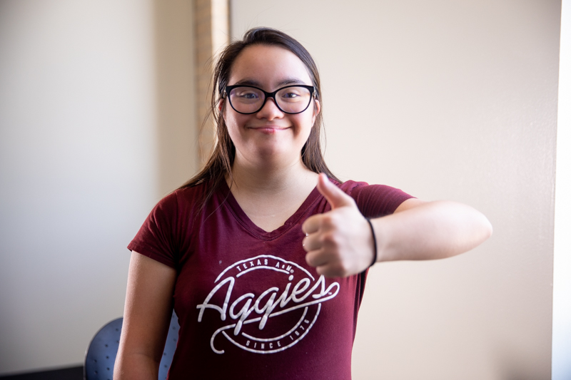 Aggie ACHIEVE student Lexi Villarreal is immersed in Aggie culture. 