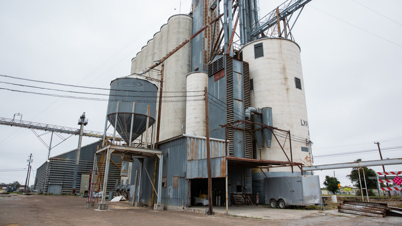Lyford, Texas is a farming community thirty minutes up the road from Harlingen. Featured is a grain silo.