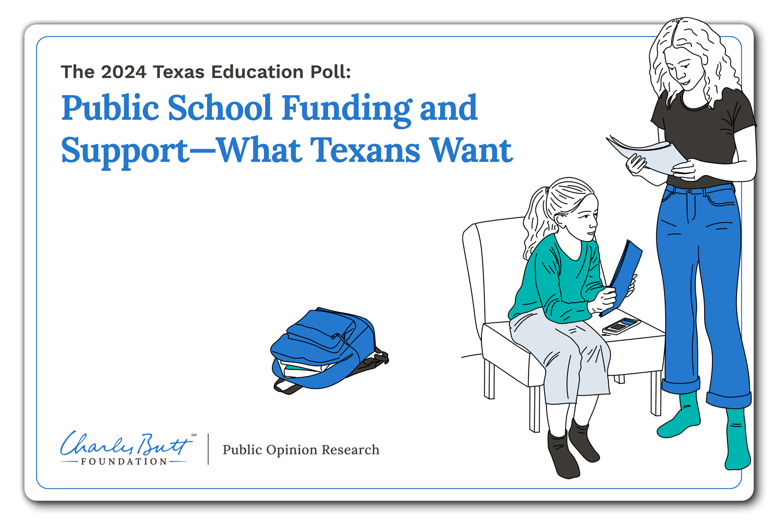 Featured image promoting the fifth annual Texas Education Poll in 2024. The title states, "Public School Funding and Support–What Texans Want."